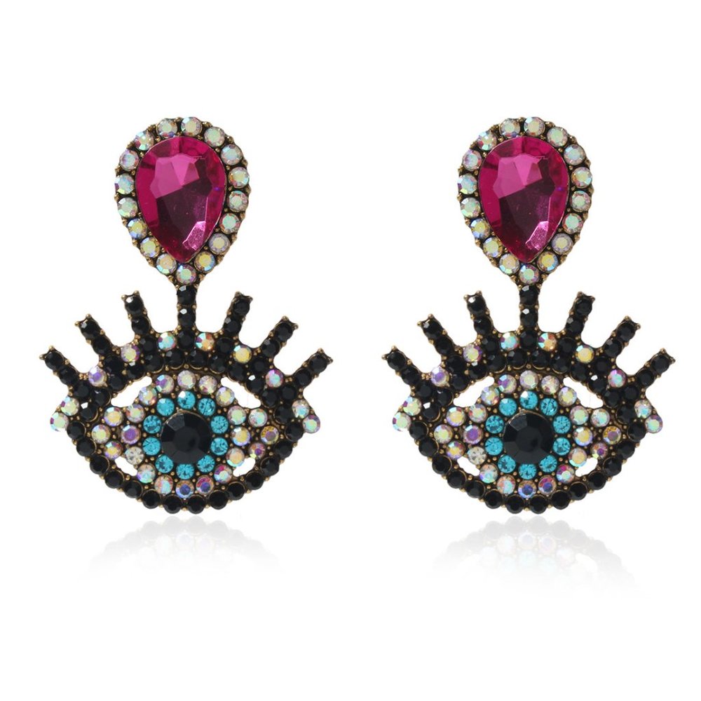 Pink Evil Eye Statement Earrings